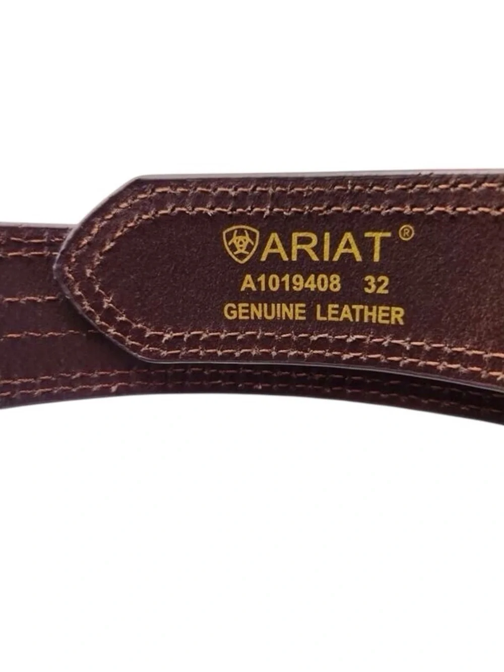 Ariat Brown Genuine Leather Western Belt Tooled Buckle Size 32 NWT